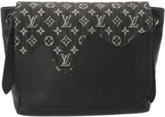 Louis Vuitton Black Denim Leather Shoulder Bag (Pre-Owned)