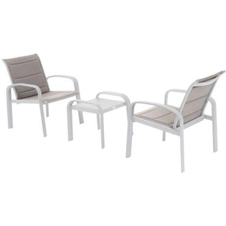 Hesperide Hesperide - Set di mobili da giardino duo in alluminio a 2 posti elyn nocciola e bianco - Hesp&eacute;ride
