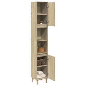 Berkfield Home Durable Bathroom Cabinet Sonoma Oak 30x30x190 cm Engineered Wood in Light Brown | Size: 30 x 30 x 190 cm