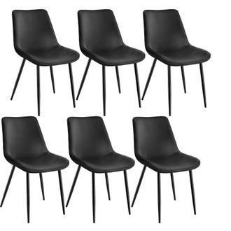 TecTake Dining Chair Monroe Set Of 6 - Black | Size: 6 Pack