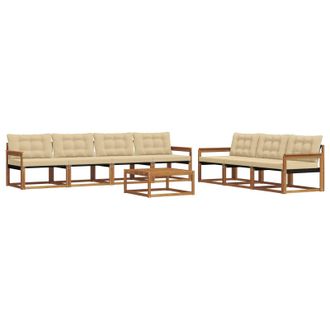 vidaXL Conjunto De Sof&aacute;s De Exterior Con Coj&iacute;n 8 Pcs Natural Y Beige Vidaxl