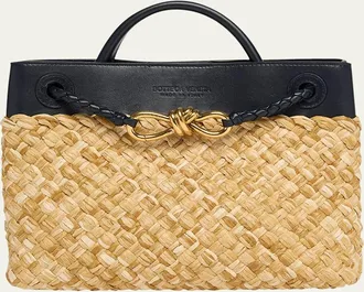 Bottega Veneta Andiamo Small Raffia Crossbody Bag