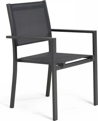 Oviala Oviala - Sillón de jardín de aluminio y textileno gris