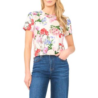 Ted Baker Willow Floral Knit T-Shirt in Ultra White at Nordstrom, Size X-Large