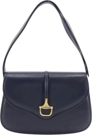 Gucci Pre-owned Shoulder Bags, female, Blue, Size: ONE SIZE Pre-owned Leather Shoulder Bag