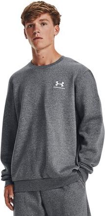 Under Armour Mens Essential Fleece Crew - White/Pitch Grey Heather Size S