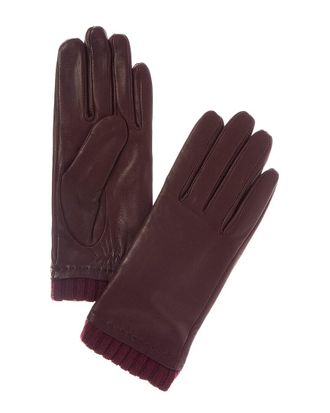 Vince 2X2 Rib Cuff Wool-Trim Cashmere-Lined Leather Gloves