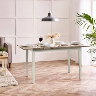 Furniturebox Salcombe White & Grey Wood Extending 6 Seater Dining Table