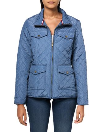 Tommy Hilfiger Womens Quilted Fall Fashion, Lightweight Jacket, Blue Multi, M