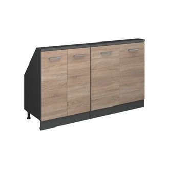 Vicco Armario De Cocina Para Techo Inclinado R-line, Sonoma/antracita, 140 Cm Lote De 2, Vicco