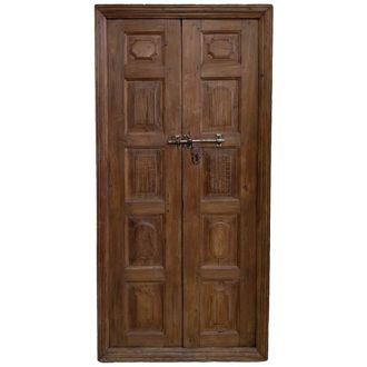 Wanderlust Deco Puerta De Madera Acabado Artesanal Marr&oacute;n 97x8x194h Cm