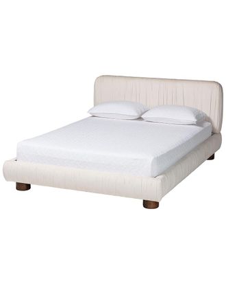 Baxton Studio Emsley Luxe Pleated Velvet Queen Size Platform Bed