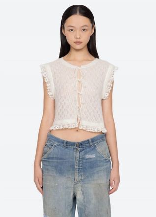 Sea New York Teagan Knit Combo Vest Top In Cream