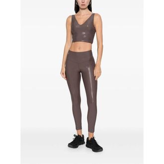 Macron Shiny Finish Split Hem Leggings - Brown