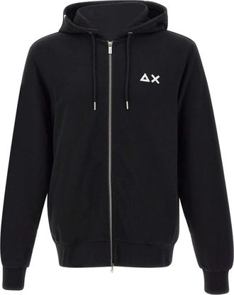 Sun 68 Sweater met logo en rits - Zwart