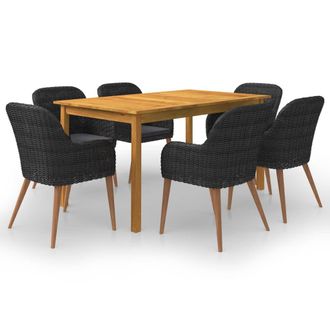 vidaXL Juego De Comedor Para Jard&iacute;n De 7 Piezas Negro Vidaxl