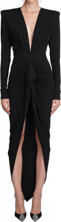 Alexandre Vauthier Gathered Front Plunge V-Neck Dress In Black