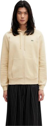 Lacoste Zip-Up Fleece Hoodie - Heren - Vesten met rits - Beige - XL - Katoen - Hoodies & sweatvesten