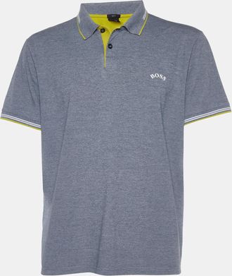HUGO BOSS Boss By Hugo Boss Grey Cotton Paul Curved Polo T-Shirt