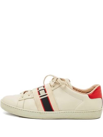 Gucci Ace logo-detail leather sneakers - women - Calf Leather/Calf Leather/Rubber - 38 - Neutrals