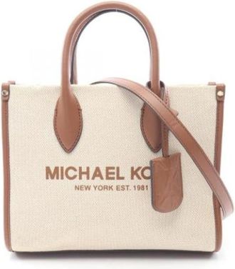 Michael Kors Pre-owned Handbags, female, Beige, Size: ONE SIZE Pre-owned Canvas shoulder-bags