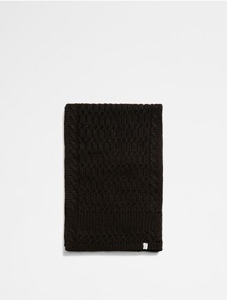 Calvin Klein Mens Solid Cable Knit Scarf - Black