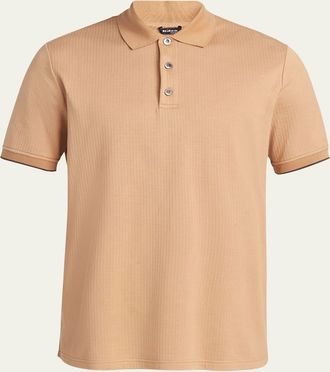 Kiton Mens Cotton Rib Classic Fit Polo Shirt