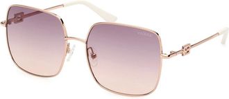 Guess Vierkante Metalen Zonnebril - Dames - Zonnebrillen - Geel - 58 MM - Accessoires