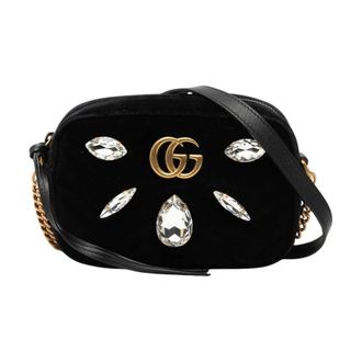 Gucci Pre-owned Vintage Embellished Velvet Crossbody Bag - Dames - Pre-owned - Zwart - Maat: ONE Size Velours
