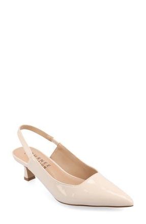 Journee Collection Paulina Slingback Pump in Patent/Beige at Nordstrom Rack, Size 10