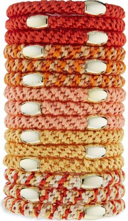 L. Erickson Grab & Go Set of 15 Assorted Ponytail Holders in Poppy/gold Bead at Nordstrom