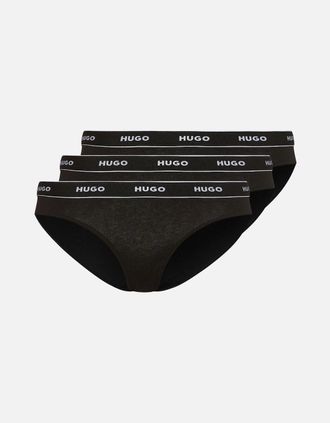 HUGO BOSS Womens 3-Pack Classic Logo Briefs, Black - Size: 18