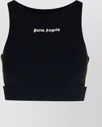 Palm Angels cropped stretch sleeveless top with side stripes