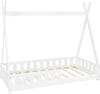 ML Design Ml-design - Lettino per Bambini Design Teepee con Sponde Protezione Anticaduta Recinzione Rete a Doghe 80 x 160 cm Letto Tenda Indiana da Gioco in