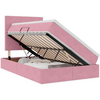 vidaXL Bed with Mattress with LED Pink 120 x 200 cm Velvet vidaXL