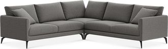 Castlery Lena L-Shaped Sectional Sofa Customized, Dark Grey Performance Classic Twill, Matte Black Legs, Spill Resistant, Removable Covers for Sofas