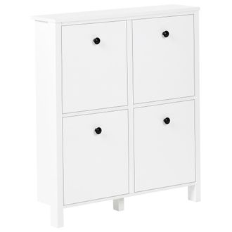 Beliani Armario Zapatero Mdf 4 Compartimentos Estilo Escandinavo Entrada Blanco Gibson