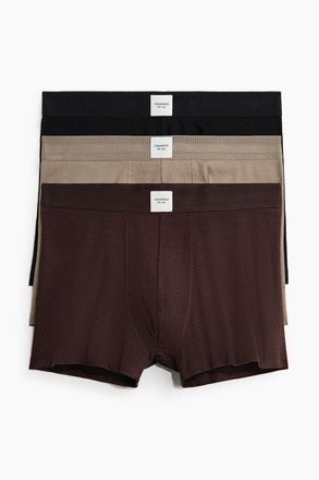 H&M 3er-Pack Kurze gerippte Trunks - Brown