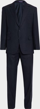 Ralph Lauren Mens Gregory Hand-Tailored Stripe Wool Suit