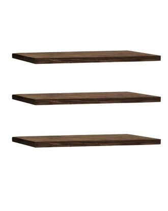 Deco Wood Pack 3 estanter&iacute;as de madera maciza flotante nogal 200x3,2cm