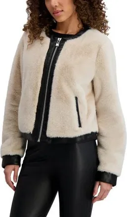Karl Lagerfeld Faux Fur Jacket in Oyster at Nordstrom Rack, Size Small