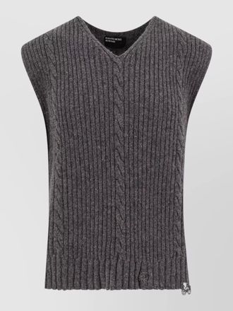 Enfants Riches Deprimes cashmere cable-knit v-neck destroyed-effect jumper