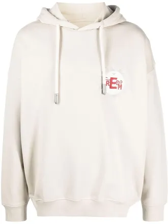 Emporio Armani long-sleeved logo patch hoodie - men - Cotton
