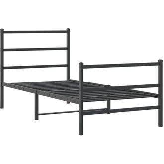 vidaXL Estructura Cama Sin Colch&oacute;n Con Estribo Metal Negro 90x200 Cm Vidaxl