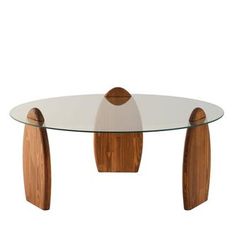 DRAWER Mesa de centro redonda vidrio transparente &oslash;90cm