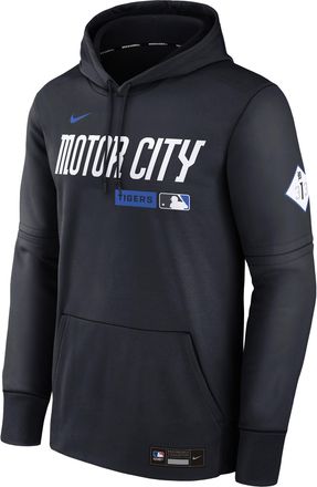 Nike Mens Detroit Tigers Authentic Collection City Connect Nike Therma MLB Pullover Hoodie in Blue | NAC311L5DG-HR3