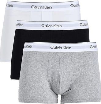 Calvin Klein Underwear Icon Cotton Stretch Trunks 3-Pack Mens Underwear Grey Heather/White/Black : 2XL, Cotton/Elastane