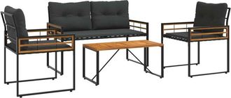 vidaXL Juego De Muebles De Exterior Con Coj&iacute;n 4 Pcs Gris Oscuro Vidaxl