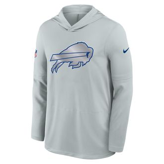 Nike Buffalo Bills Rivalries Collection Sideline Nike Mens Dri-FIT NFL Long-Sleeve Hooded Top in Grey | 03B907R81-EKM