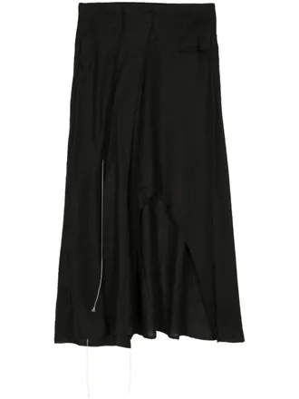 Yohji Yamamoto asymmetric linen skirt - women - Linen/Flax - 3 - Black